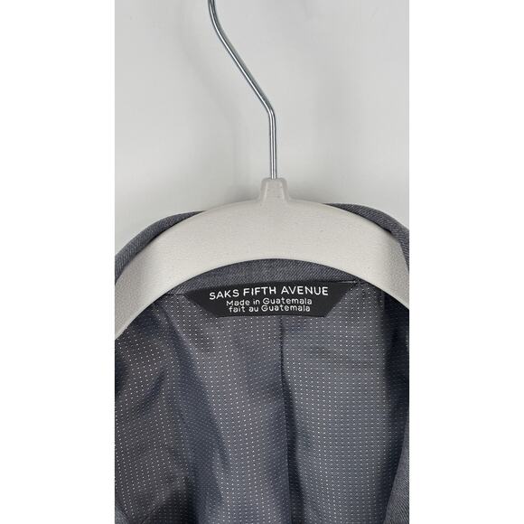 Saks Fifth Avenue Two Button Wool Blend Suit Jacket Blazer Men Size 44L Grey New - Picture 6 of 10